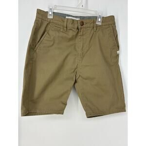 Quiksilver Straight Fit Tan Khaki Young Mens Size 28 Chino Shorts 8 in Inseam